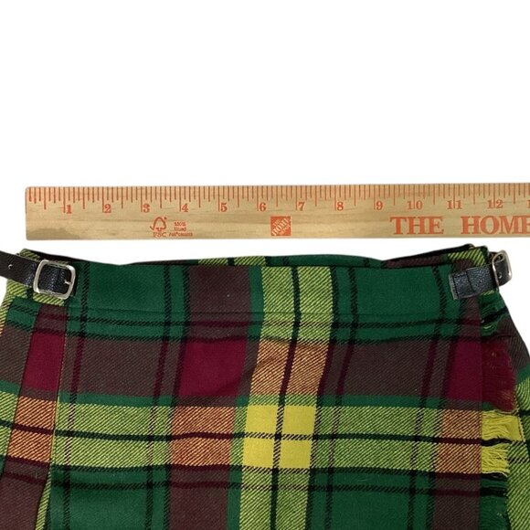 Vintage Neiman Marcus Laird-Portch Of Scotland Tartan Wool Kilt Wrap Skirt - S/M - Picture 6 of 7